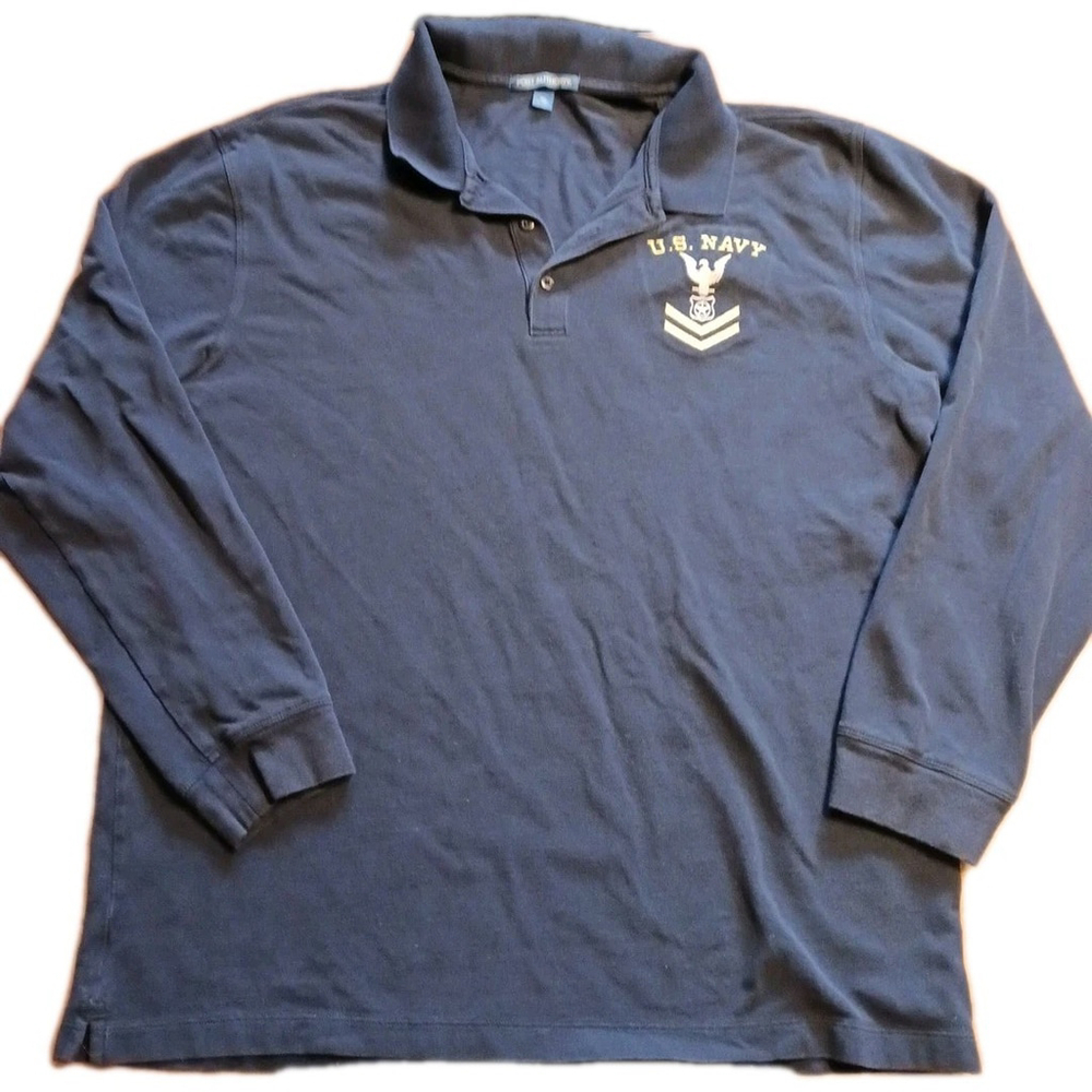 Port Authority US Navy Mens XL Long Sleeve Polo Shirt